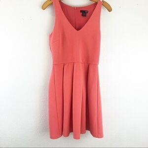 Aqua Pleaded v neck sleeveless orange dress size S